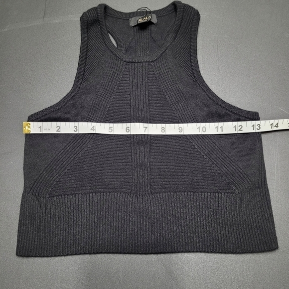 Alala Black Goddess Cashmere Blend Crew Neck Racerback Crop Top Knit Tank NWOT M - Picture 9 of 11